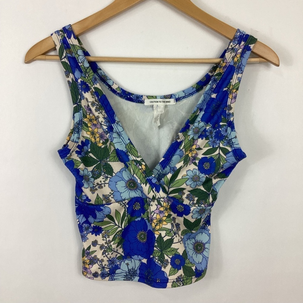 Caution To The Wind Floral Retro Tank Top Size Small